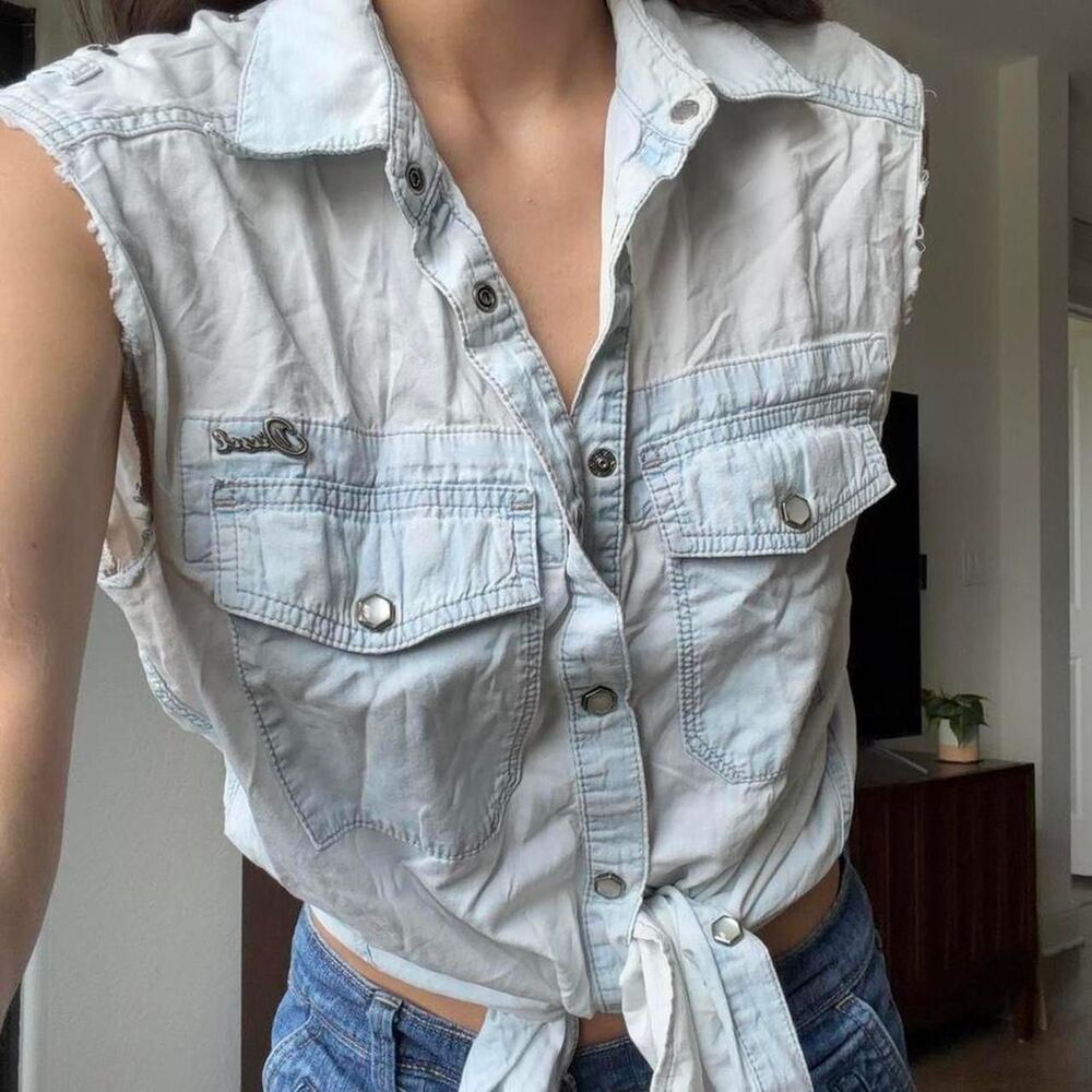 Diesel Women's Blue and Grey Shirt